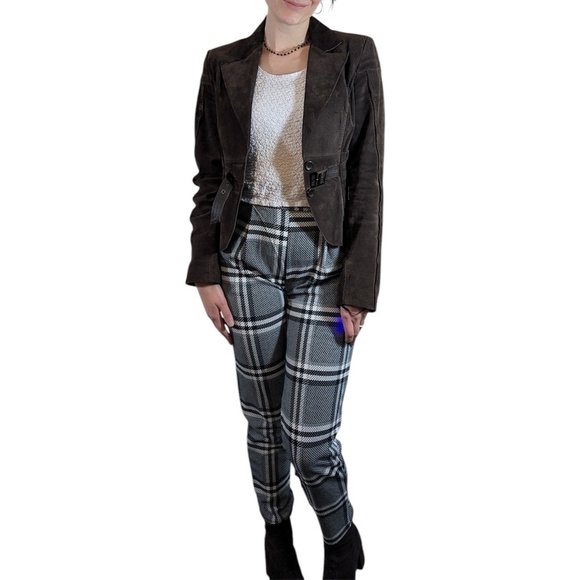 Black & White Tapered Stretch Trousers Multiple Sizes - Picture 3 of 6